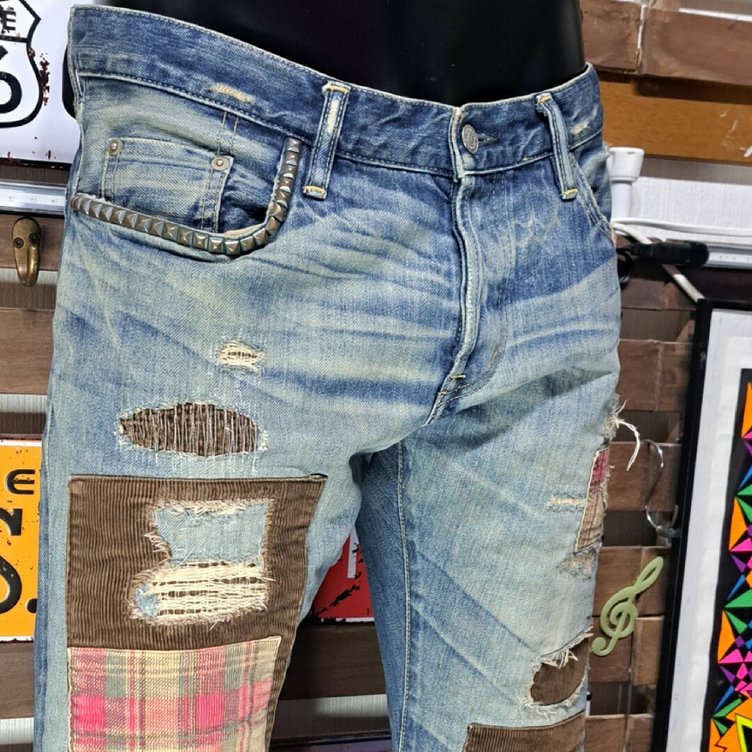 ヒステリックグラマー CCR加工 スタッズ デニム ジーンズ 34 ヒステリックグラマー CCR加工 スタッズ デニム ジーンズ 34