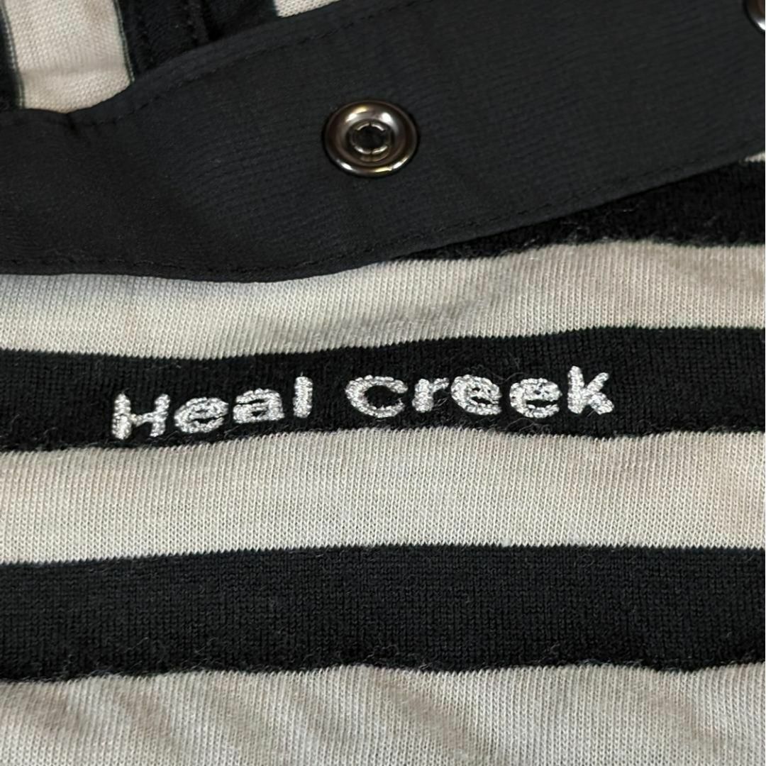 Heal Creek(ヒールクリーク)の【ヒールクリーク】ゴルフウェア　トップス　半袖　40　L　黒　ボーダー スポーツ/アウトドアのゴルフ(ウエア)の商品写真