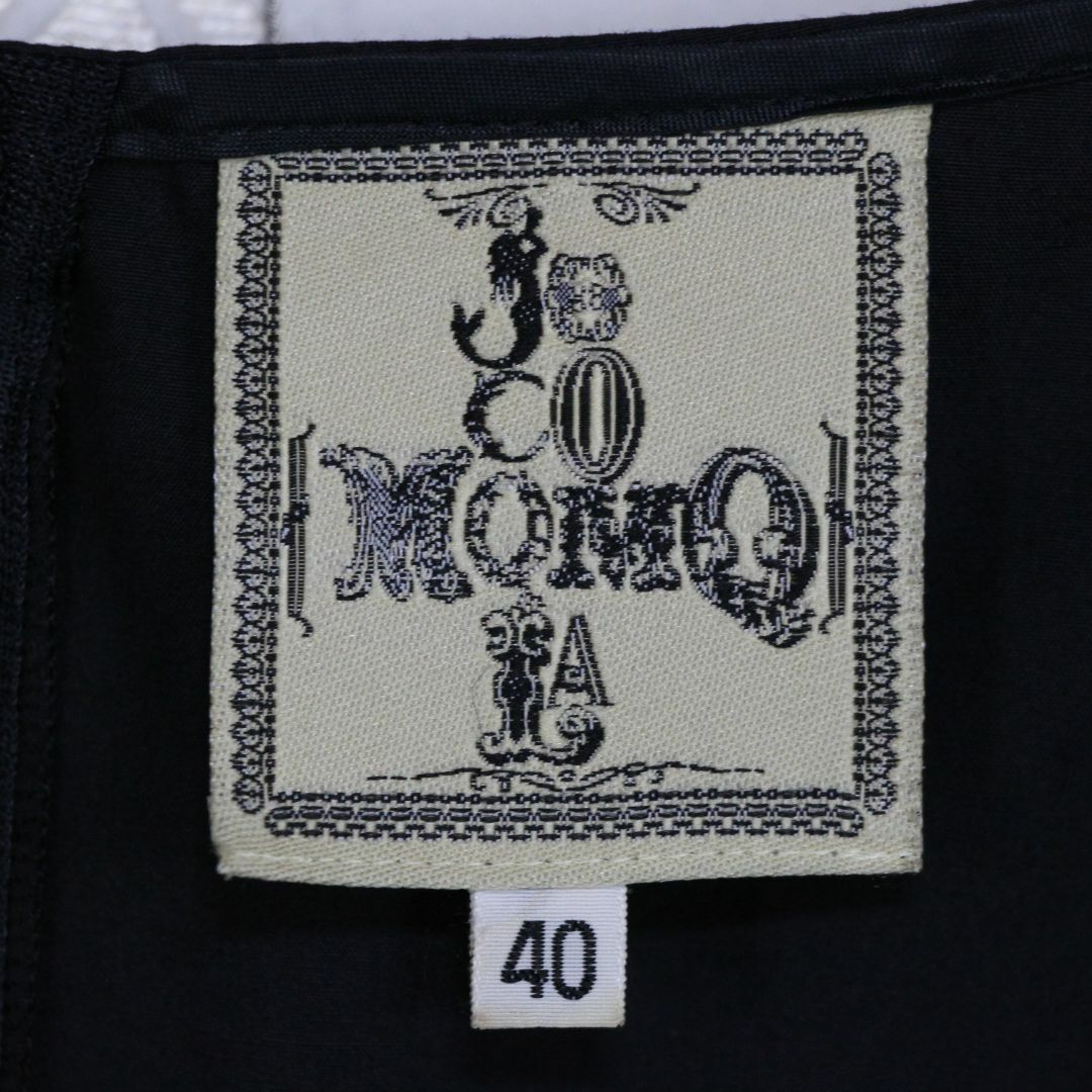 Jocomomola(ホコモモラ)の美品　ホコモモラ　５分袖　ワンピース　スクエアネック　40　M　黒　ブラック レディースのワンピース(ひざ丈ワンピース)の商品写真
