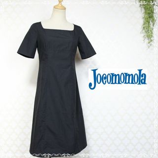 Jocomomola - 美品　ホコモモラ　５分袖　ワンピース　スクエアネック　40　M　黒　ブラック