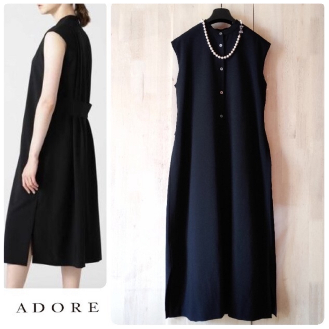 ADORE(アドーア)の◆幻◆希少　定価4.8万円 ADORE ファインストレッチリネン風ワンピース レディースのワンピース(ロングワンピース/マキシワンピース)の商品写真