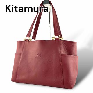 Kitamura - キタムラ　トートバッグ　レザー　レッド　赤　ゴールド金具　A329