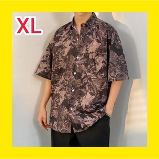 メンズ シャツ XL 半袖 花柄 植物柄(シャツ)