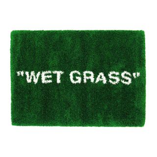 OFF-WHITE オフホワイト IKEA MARKERAD WET GRASSロゴ 大型 ラグマット / カーペット グリーン ブランド コラボ インテリア雑貨【メンズ】【中古】