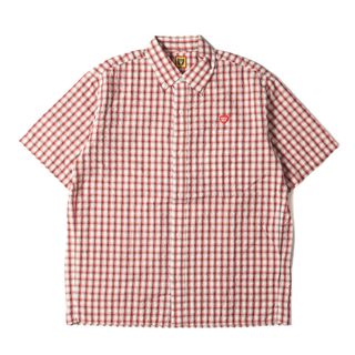 HUMAN MADE - 新品 HUMAN MADE ヒューマンメイド シャツ サイズ:L 23SS シアサッカー チェック ボタンダウン 半袖シャツ Checked BD S/S Shirt レッド オフホワイト トップス カジュアルシャツ【メンズ】