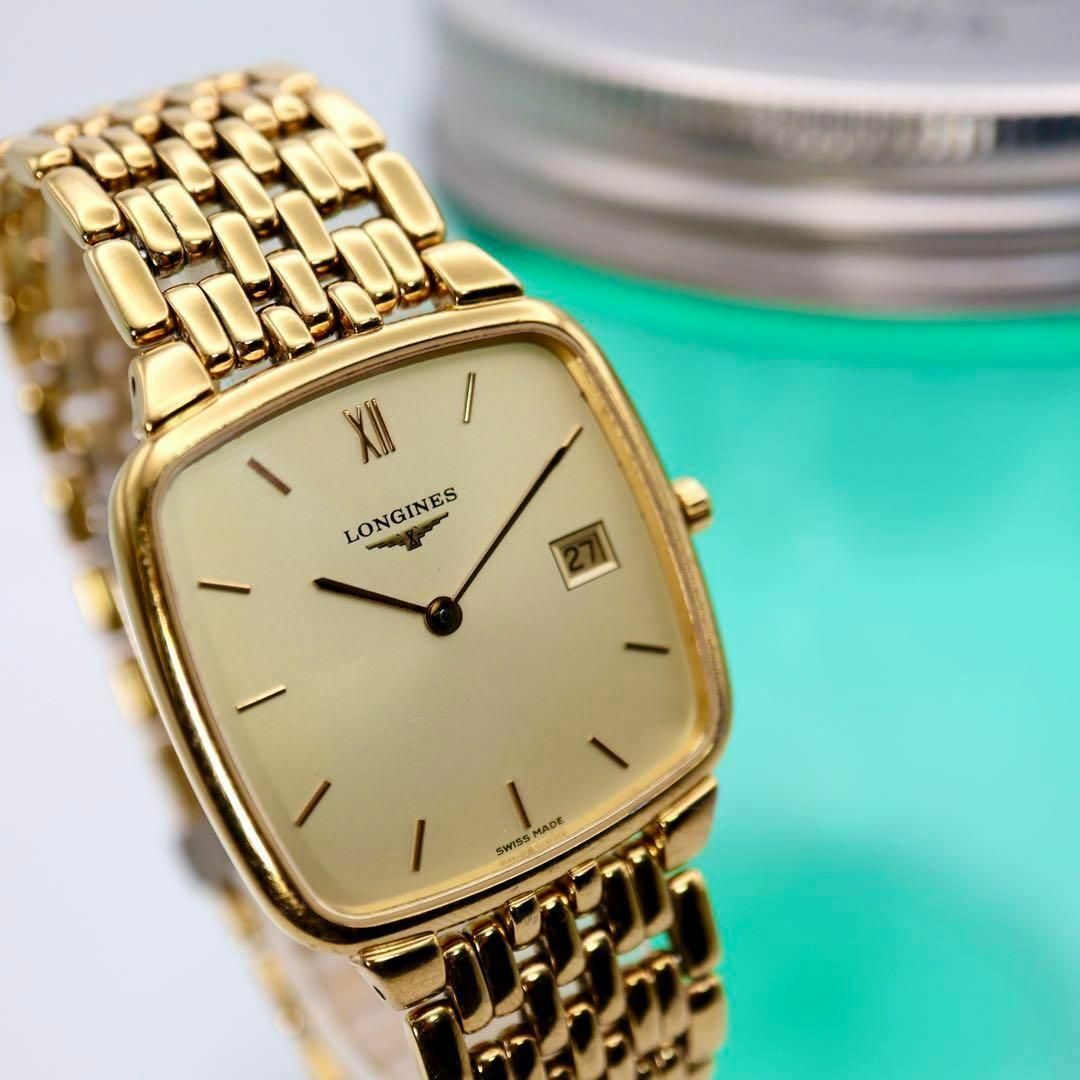 LONGINES(ロンジン)の良品！LONGINES デイト スクエア ゴールド メンズ腕時計 596 メンズの時計(腕時計(アナログ))の商品写真
