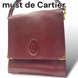 カルティエ(Cartier)のカルティエ　ショルダーバッグ　レッド　赤　レザー　K012(ショルダーバッグ)