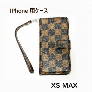 SALE★iPhone用ケース　チェック 　茶色　XSMAX(iPhoneケース)