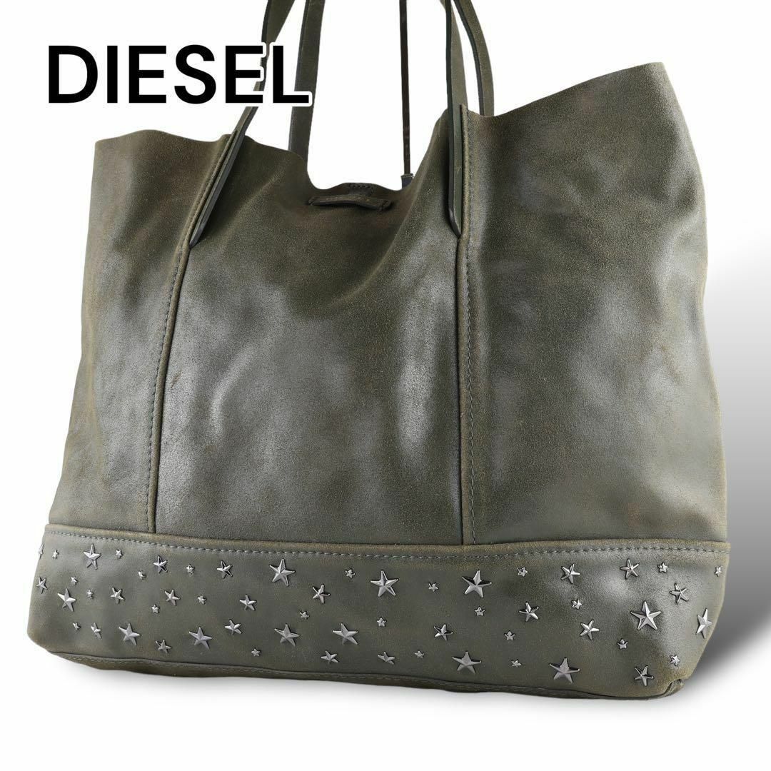 DIESEL(ディーゼル)のDIESEL　ディーゼル　トートバッグ　グリーン　レザー　A153 メンズのバッグ(トートバッグ)の商品写真