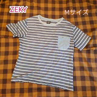 【古着美品】ZEKY 半袖Tシャツ ボーダー ミント Mサイズ(Tシャツ/カットソー(半袖/袖なし))