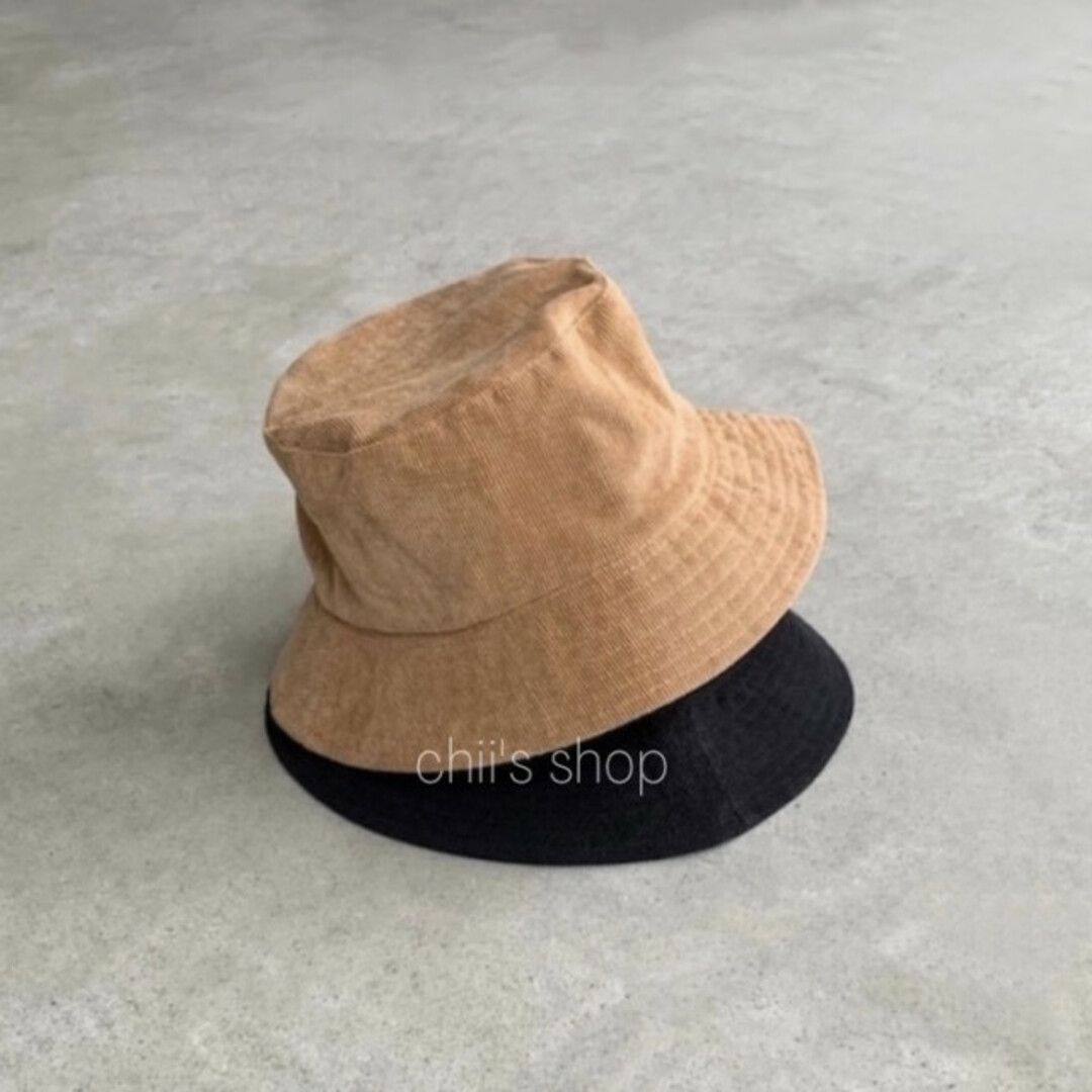 新品 定番❗️コーデュロイバケットハット 2way 黒 ブラック リバーシブル レディースの帽子(ハット)の商品写真