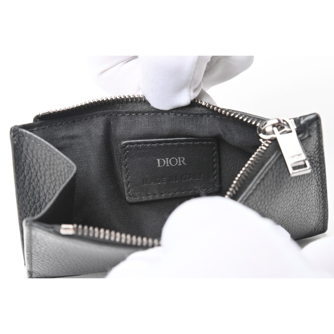 Dior(ディオール)のディオール / DIOR　ジップ カードホルダー / コイン カードケース　2ESBC250CDI_H00N　CD Icon グレインドカーフスキン　ブラック　【中古】 商品番号 S-155557 レディースのファッション小物(パスケース/IDカードホルダー)の商品写真