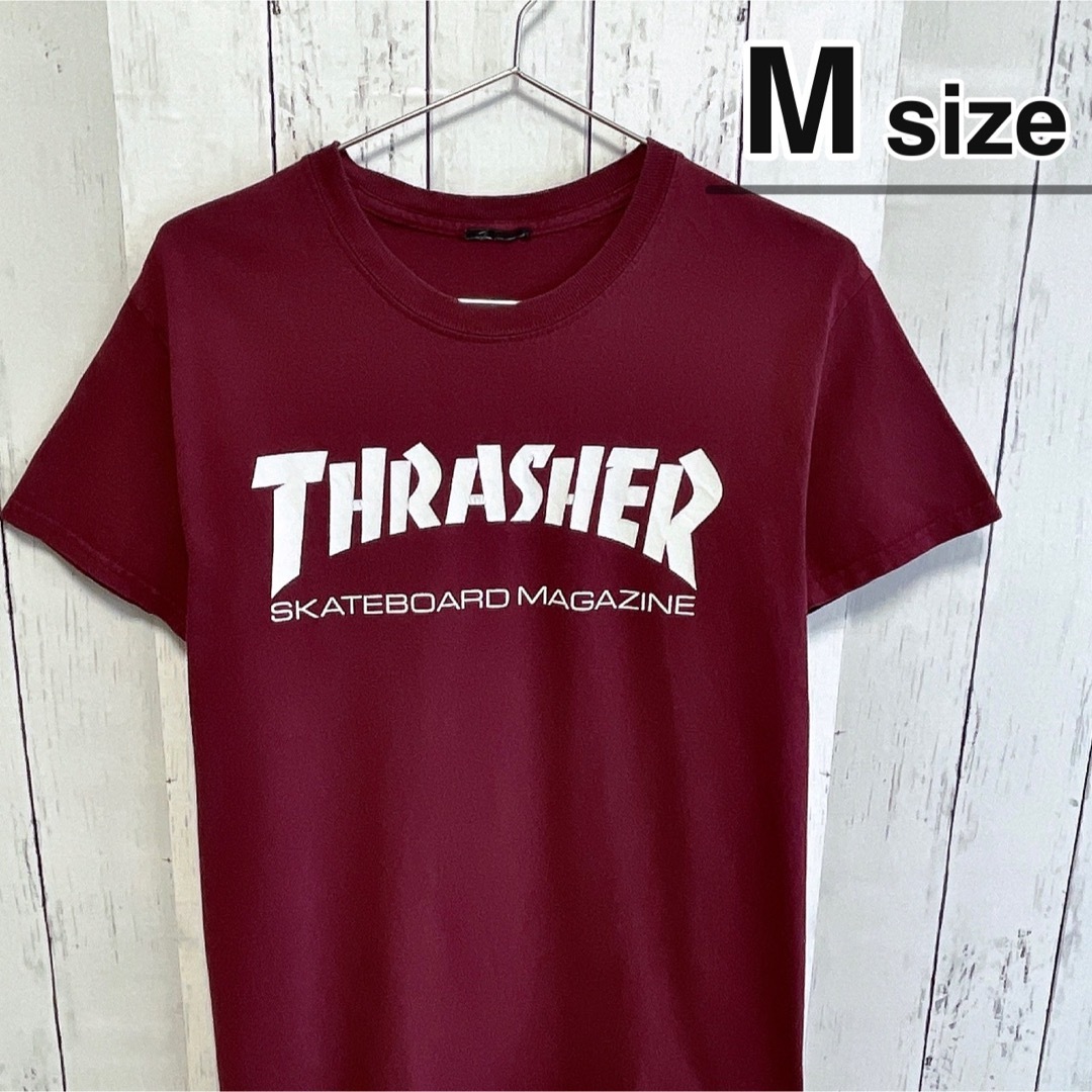 THRASHER(スラッシャー)のTHRASHER　Tシャツ　L　ワインレッド　ボルドー　赤　プリント　USA古着 メンズのトップス(Tシャツ/カットソー(半袖/袖なし))の商品写真