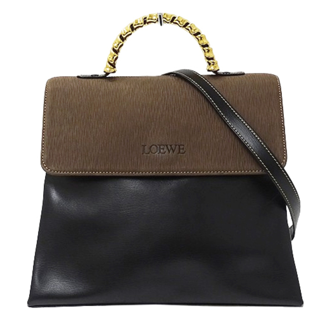 LOEWE(ロエベ)のロエベ LOEWE バッグ レディース ブランド ハンドバッグ ショルダーバッグ 2way ベラスケス レザー ブラック ブラウン バイカラー 斜め掛け おしゃれ 【中古】 レディースのバッグ(ハンドバッグ)の商品写真