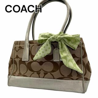 コーチ(COACH)のコーチ　ハンドバッグ　ブラウン　シグネチャー　キャンバス　A324(ハンドバッグ)