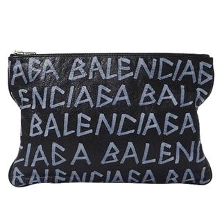 Balenciaga - バレンシアガ BALENCIAGA バッグ レディース メンズ ブランド クラッチバッグ セカンドバッグ グラフィティ キャリークリップ M レザー ブラック 535532 黒 コンパクト おしゃれ 【中古】