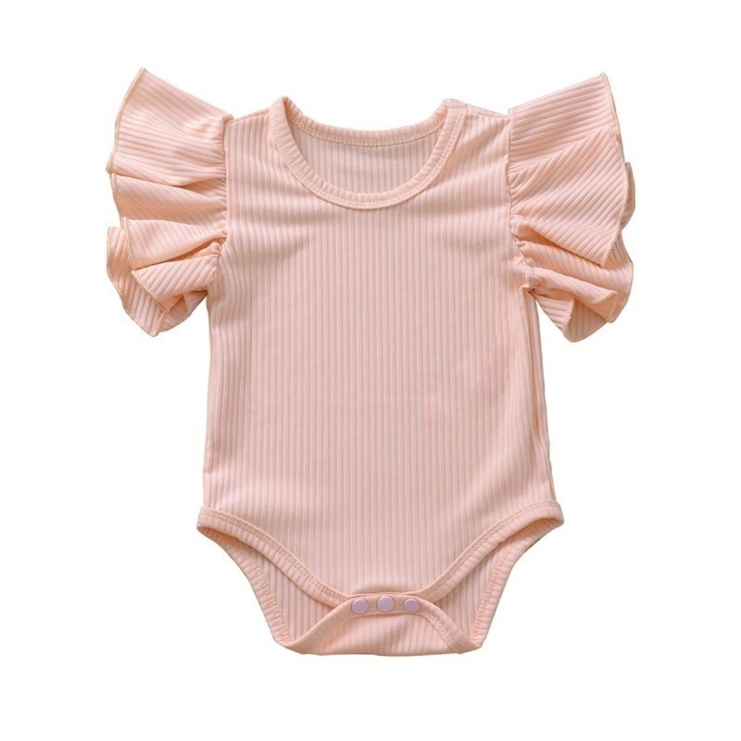 【在庫限り】ベビー　ロンパース　ピンク　ワンピース　70　赤ちゃん　韓国　半袖 キッズ/ベビー/マタニティのベビー服(~85cm)(ロンパース)の商品写真