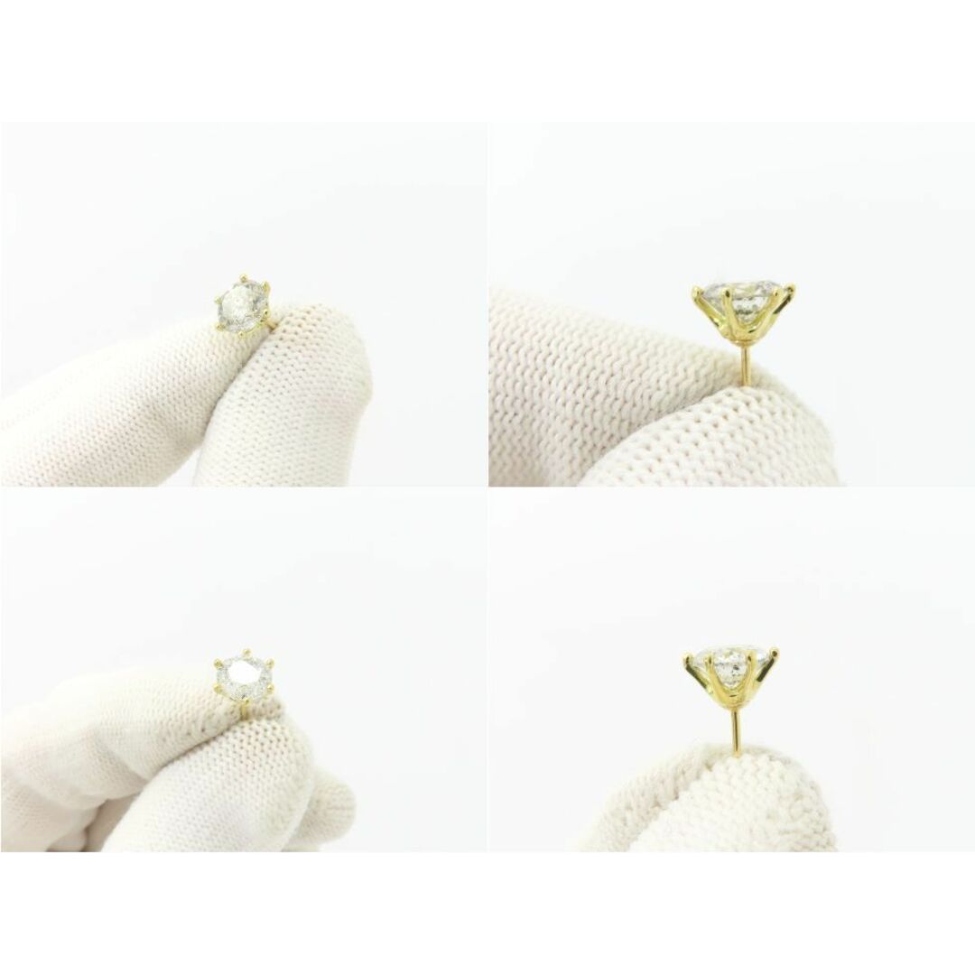 K18YG ダイヤモンド1.209ct(J/I-2/FAIR) / 1.137ct(H/I-1/FAIR) 六本爪 ピアス 【池袋店】【中古】 レディースのアクセサリー(ピアス)の商品写真