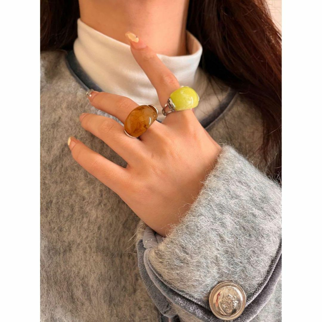 065b4ブラウンリング　指輪　韓国アクセサリー　石プチプラ　ジュエリー宝石 レディースのアクセサリー(リング(指輪))の商品写真