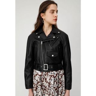 マウジー(moussy)の【moussy】LEATHERライダースジャケット ブラック(ライダースジャケット)