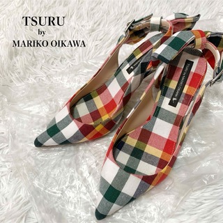 TSURU by Mariko Oikawa - ツルバイマリコオイカワ リボンチェックパンプス 37サイズ 美品