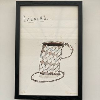 アート　絵画　コーヒーカップ　リトグラフ(アート/写真)