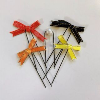 【新品・ハンドメイド】リボンヘアピンセット(ヘアアクセサリー)