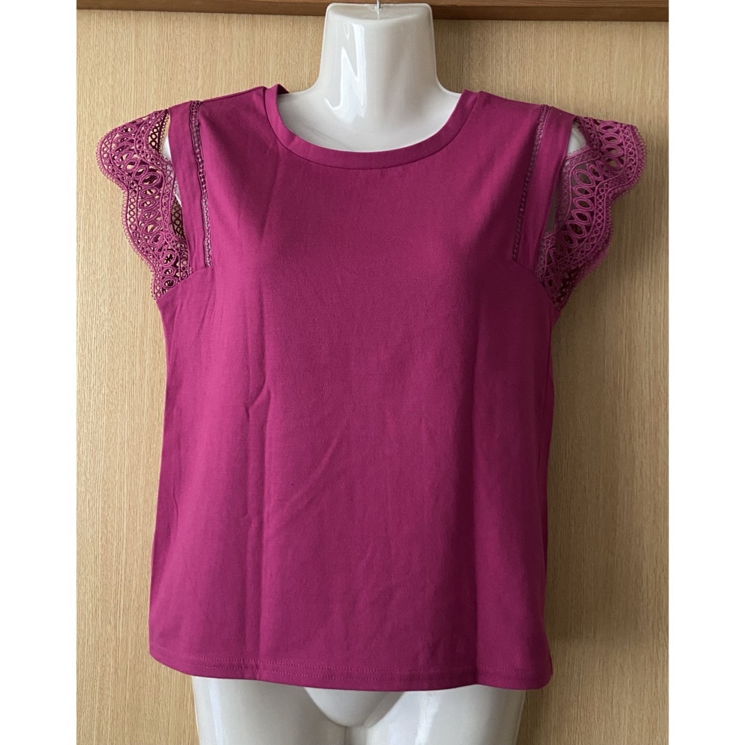 袖レースカットソー♡ローズピンク レディースのトップス(カットソー(半袖/袖なし))の商品写真