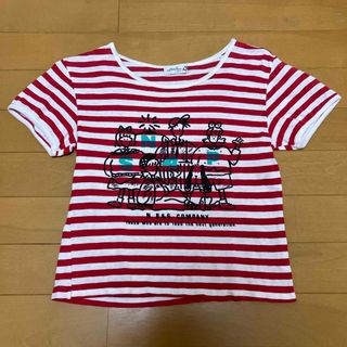 Tシャツ　レッド×ホワイト　ボーダー　130(Tシャツ/カットソー)