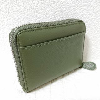 【美品】本革　コンパクトミニ財布　グリーン(財布)