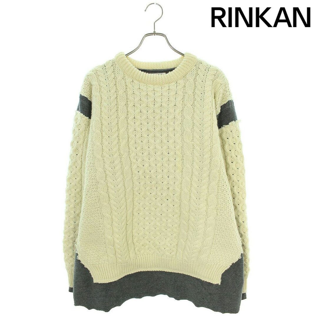 Needles(ニードルス)のリビルドバイニードルズ  22AW  LQ299 Fisherman Sweater 素材切り替えケーブルニット メンズ XL メンズのトップス(ニット/セーター)の商品写真