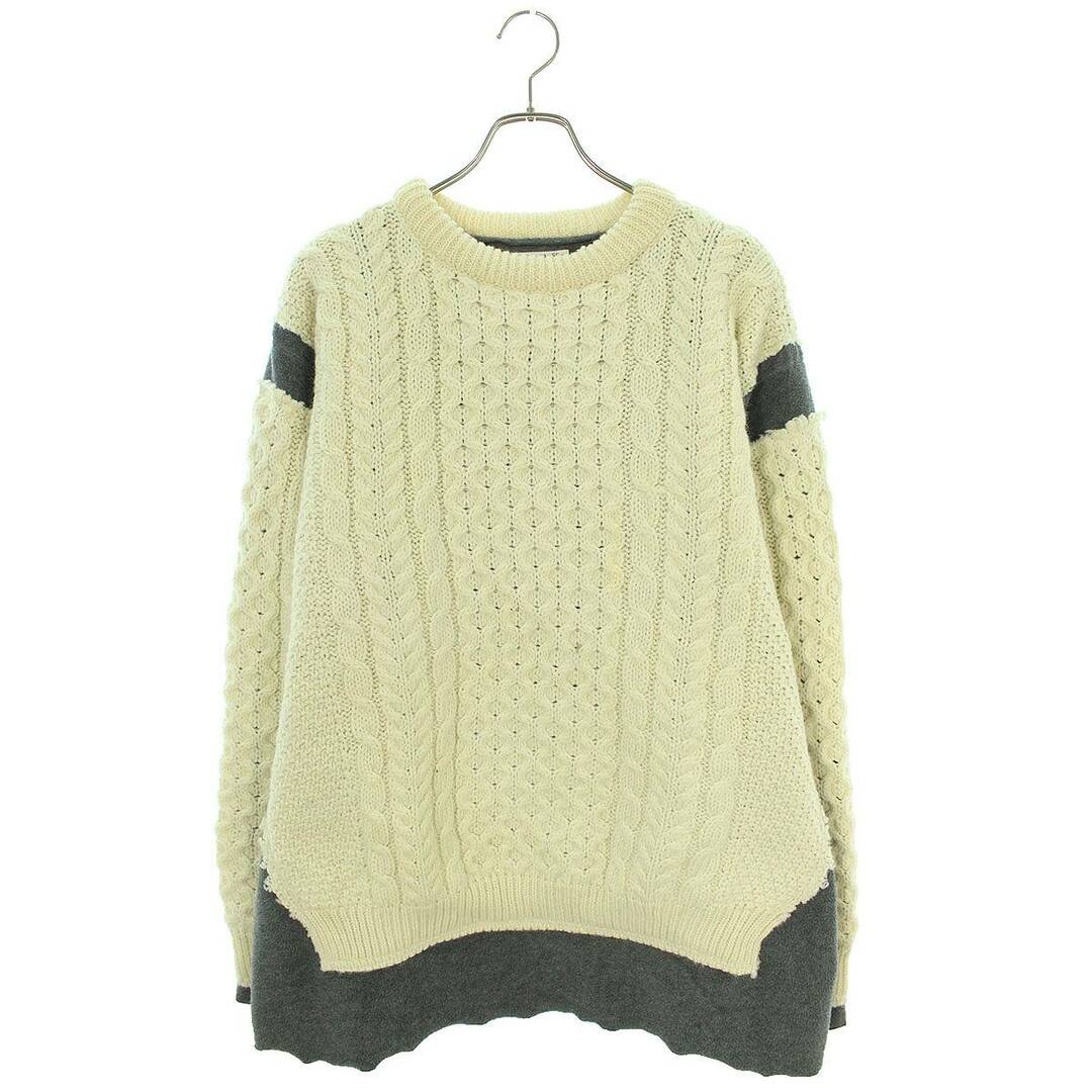 Needles(ニードルス)のリビルドバイニードルズ  22AW  LQ299 Fisherman Sweater 素材切り替えケーブルニット メンズ XL メンズのトップス(ニット/セーター)の商品写真