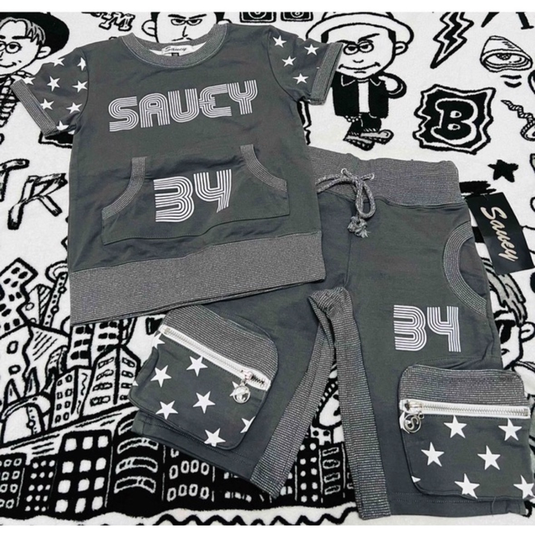 SAUCY セットアップ★110 【新品 未使用】 キッズ/ベビー/マタニティのキッズ服男の子用(90cm~)(Tシャツ/カットソー)の商品写真