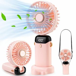 【色: ピンク】Noctiflorousハンディファン、電気量がどれくらいかわか(その他)