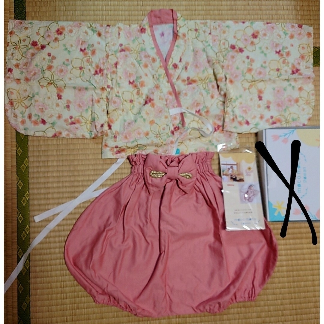 mocomoco powan 袴 初桜 アイボリーピンク キッズ/ベビー/マタニティのキッズ服女の子用(90cm~)(甚平/浴衣)の商品写真