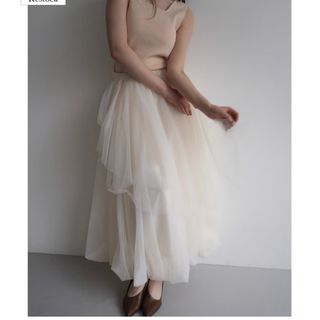 acka tiered tulle skirt ( white )(ロングスカート)