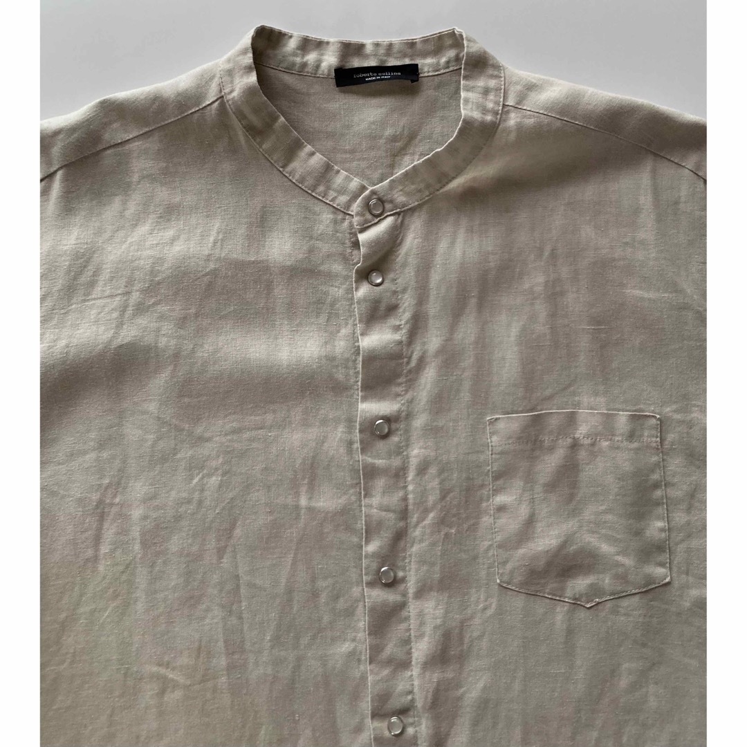 ROBERTO COLLINA(ロベルトコリーナ)のroberto collina イタリア製 半袖リネンバンドカラーシャツ52  メンズのトップス(シャツ)の商品写真