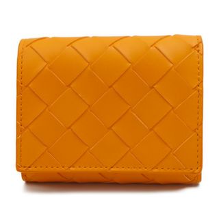 ボッテガヴェネタ(Bottega Veneta)のBOTTEGAVENETA ボッテガヴェネタ イントレチャート  三つ折り財布 667134 レザー   オレンジ ゴールド金具  スモールウォレット 【本物保証】(財布)