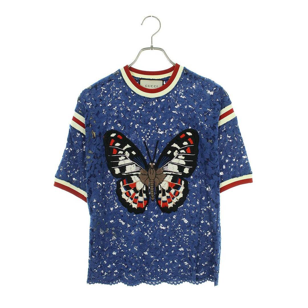 Gucci(グッチ)のグッチ バタフライエンブロイダリーレースTシャツ レディース XS レディースのトップス(Tシャツ(半袖/袖なし))の商品写真
