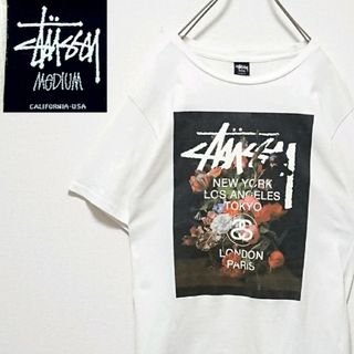 STUSSY - ステューシー フロント 花柄 ボタニカル ショーンフォント ロゴ 半袖 Tシャツ