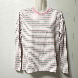 クレージュ(Courreges)の【美品】クレージュ　スポーツウェア　ボーダー　ピンク　トップス　カットソー(カットソー(長袖/七分))