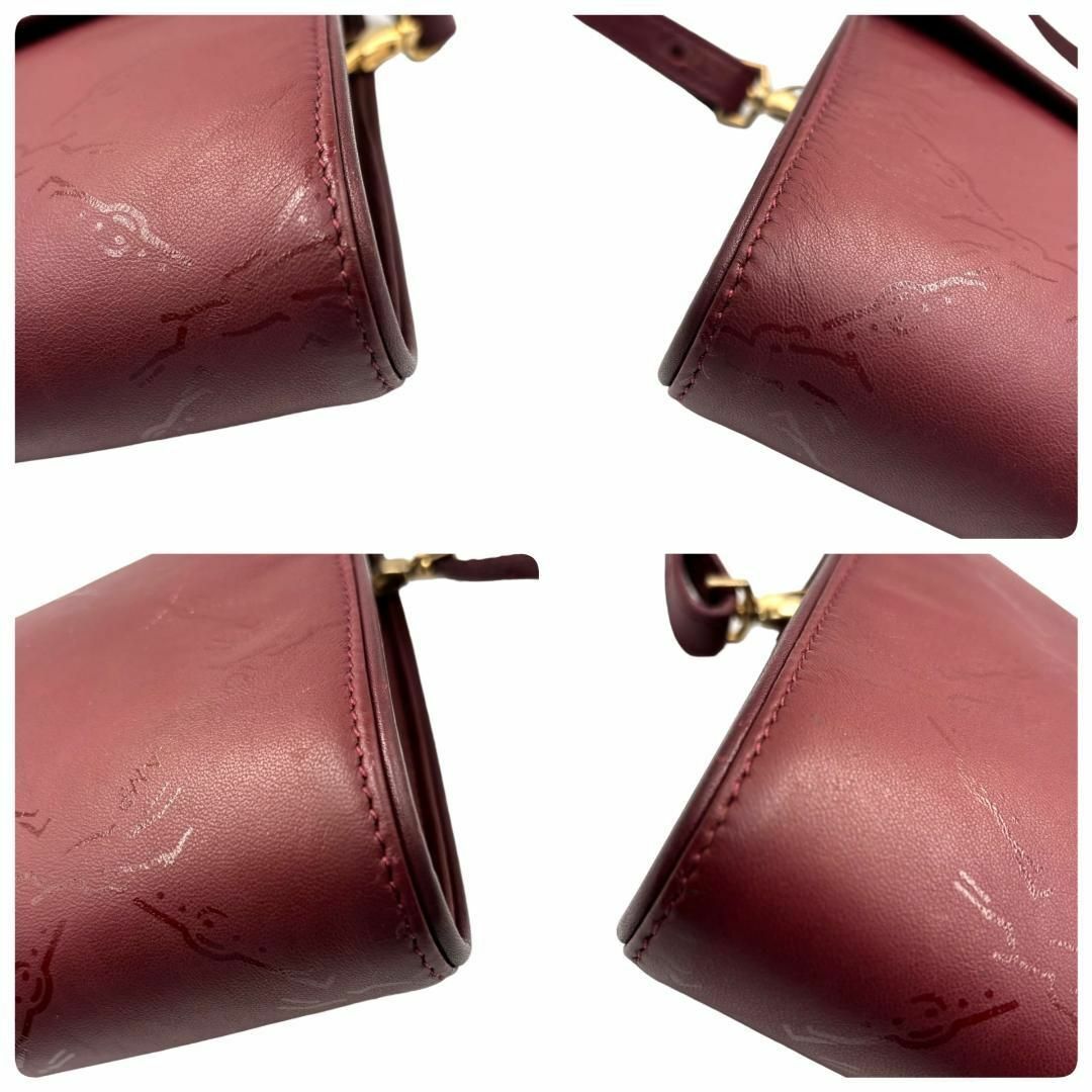 LONGCHAMP(ロンシャン)のロンシャン　ショルダーバッグ　ブラウン　レッド　レザー　A291 レディースのバッグ(ショルダーバッグ)の商品写真