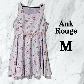 アンクルージュ(Ank Rouge)の【美品】アンクルージュ　キャミワンピース　ピンク　M リボン　ミニ丈　地雷系(ミニワンピース)