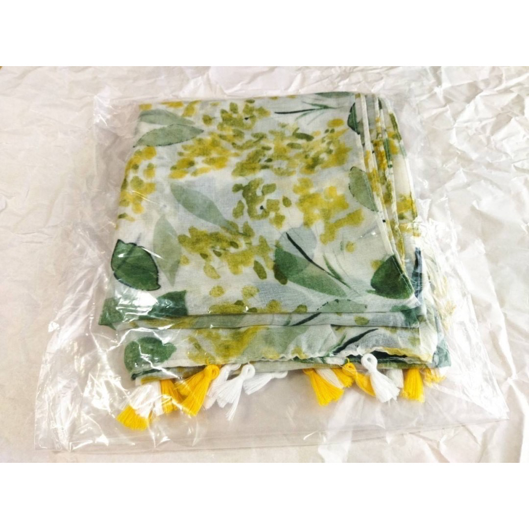 大判 ストール ミモザ イエロー 母の日 花柄 レディース フラワー フリンジ  レディースのファッション小物(バンダナ/スカーフ)の商品写真