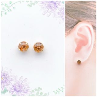 コーラル5mmビジューピアス/イヤリング(ピアス)