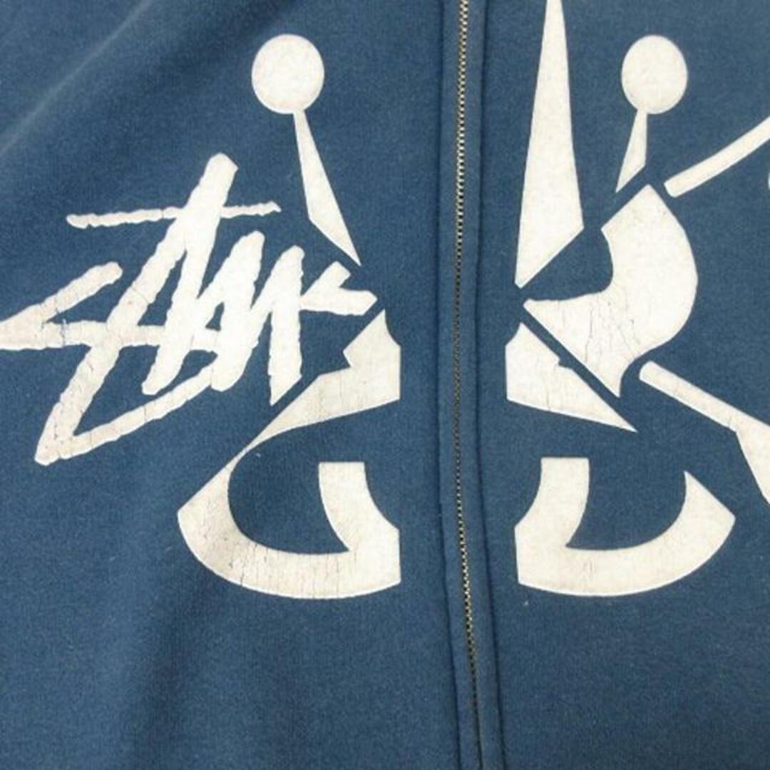 STUSSY(ステューシー)のステューシー パーカー 裏起毛 ジップアップ フロッキー ブルー L ☆AA★ メンズのトップス(パーカー)の商品写真