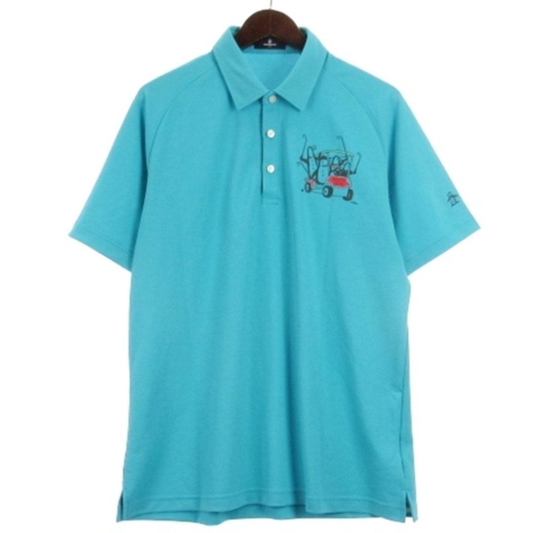 Munsingwear(マンシングウェア)のマンシングウェア MUNSINGWEAR ポロシャツ 半袖 プリントブルー LL スポーツ/アウトドアのゴルフ(ウエア)の商品写真