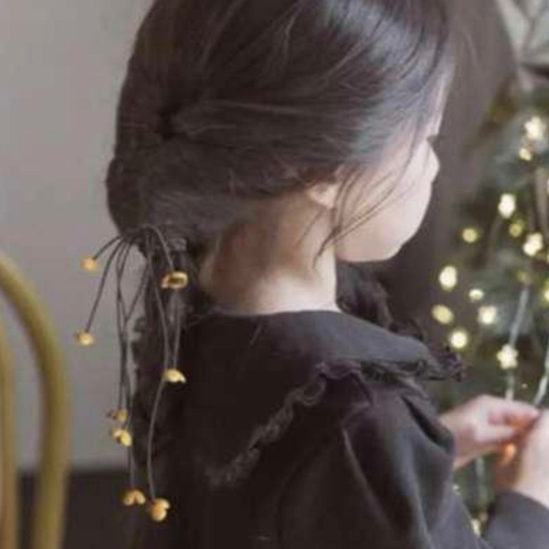 【新品】レディース　ヘアゴム　ロングヘアゴム　花　グリーン　キッズ　子供　韓国 レディースのヘアアクセサリー(ヘアゴム/シュシュ)の商品写真
