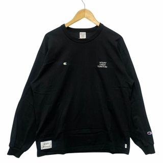 WTAPS ダブルタップス × CHAMPION URBAN TERRITORY 刺繡入り ロングＴシャツ ブラック サイズXL 正規品 / 34279