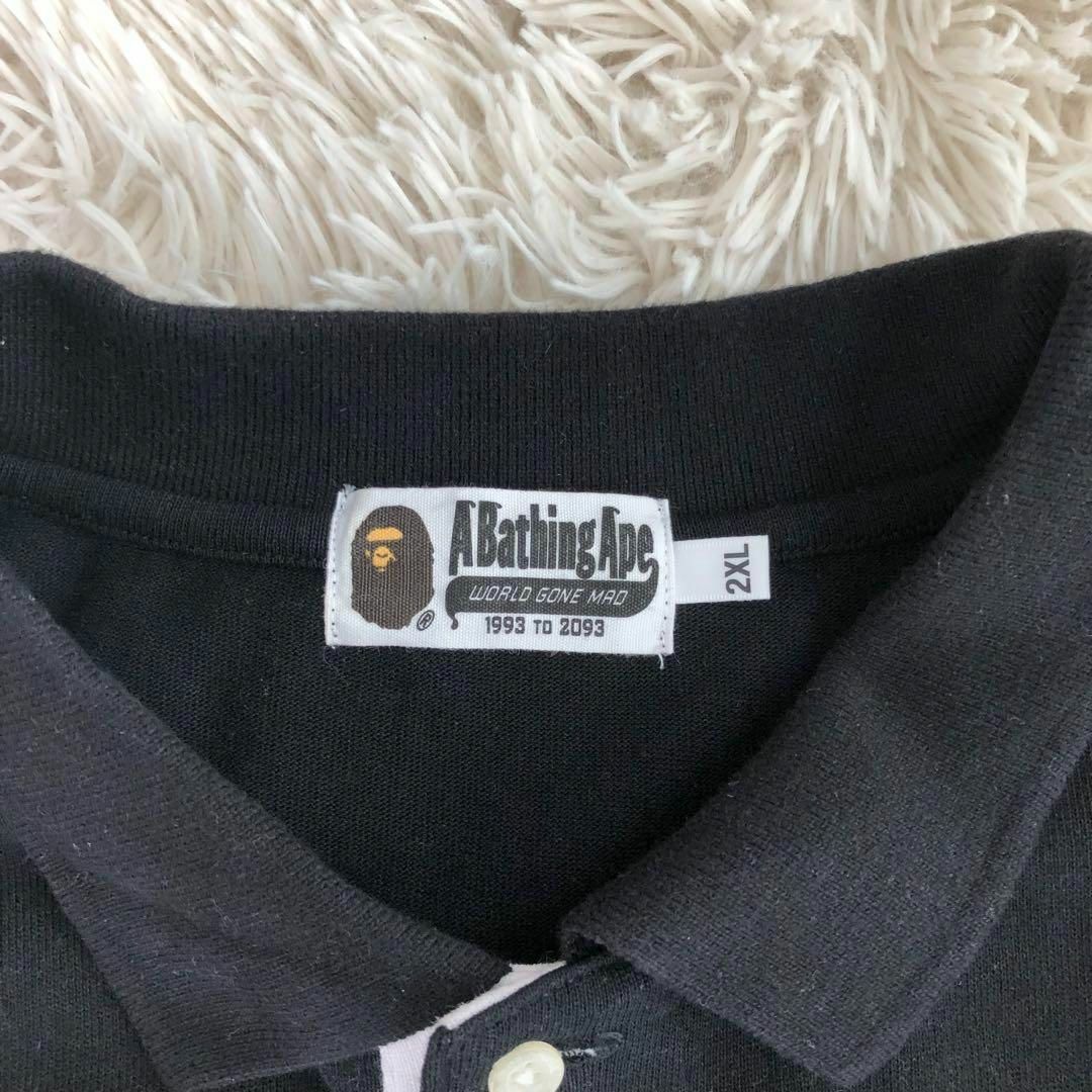 A BATHING APE(アベイシングエイプ)のA BATHING APE ポロシャツ　エイプ　ブラック黒白ホワイト2XL メンズのトップス(ポロシャツ)の商品写真